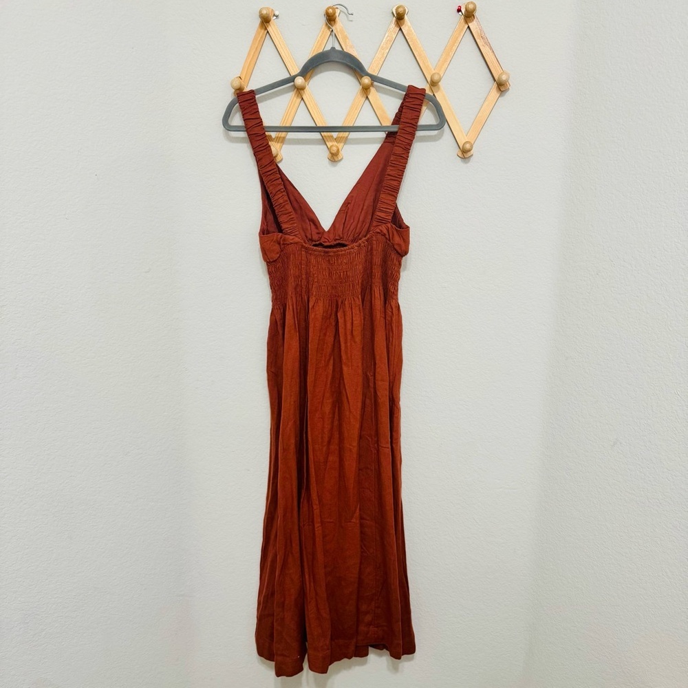 Abercrombie & Fitch Scrunchie Strap Rust Orange Brown Boho Maxi Dress Size SP - Picture 6 of 9